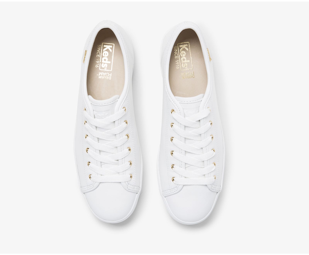 Keds Sneaker Damen Weiß - Triple Kick Luxe Leder - EHO-620947